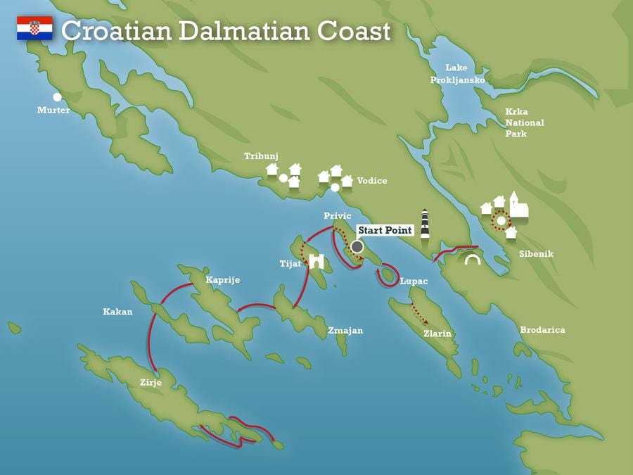 adriatische kust in kroatië kaart