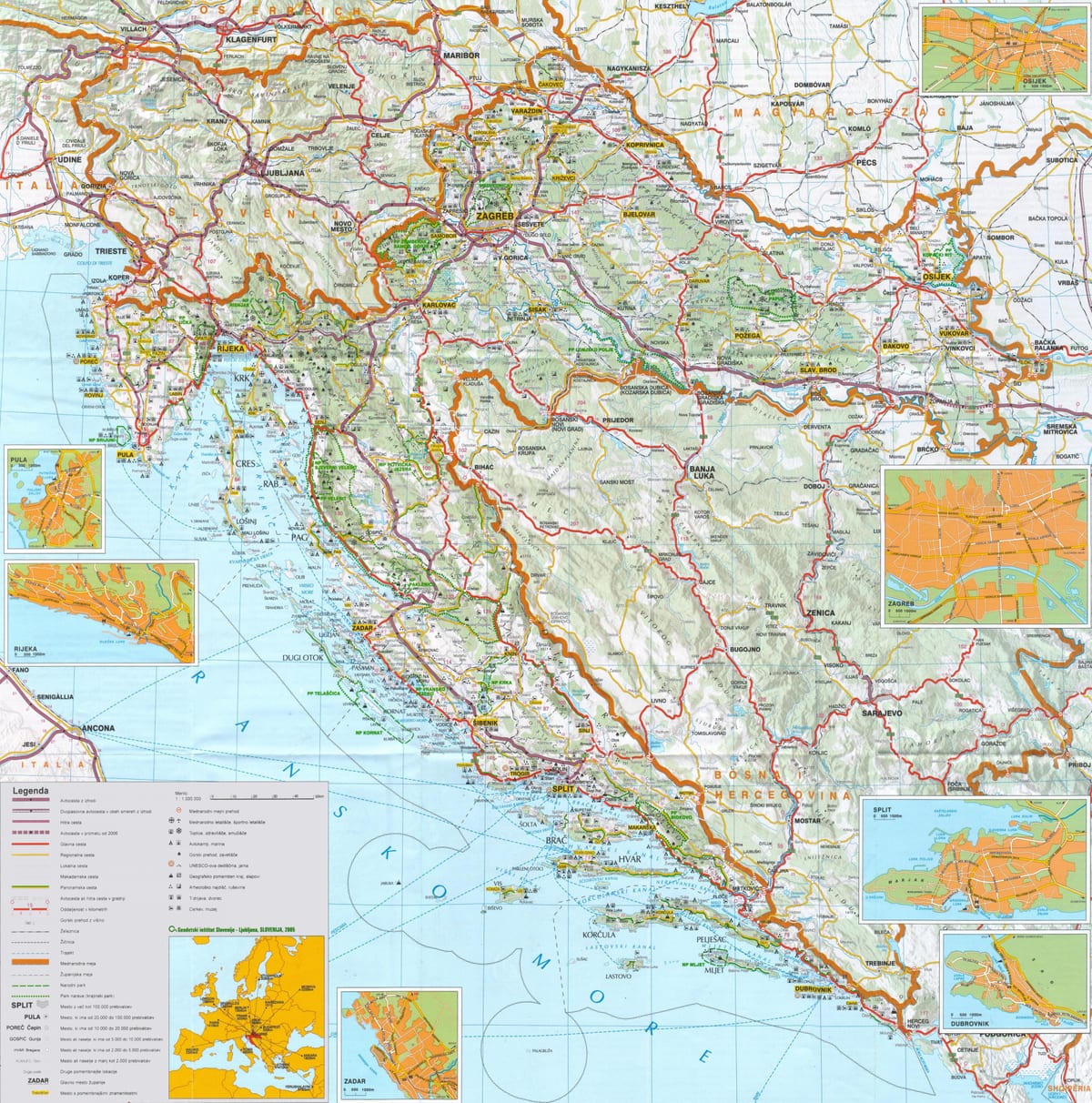 hoofdstad van kroatië kaart