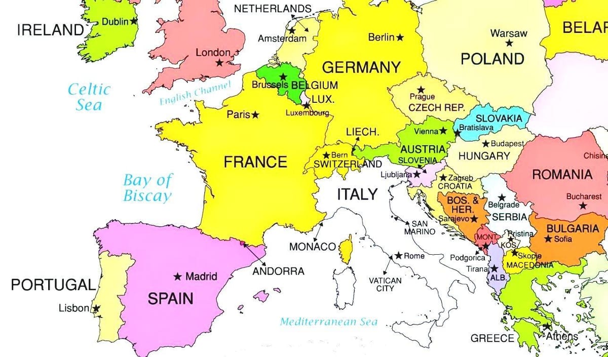 kaart van europa met kroatië