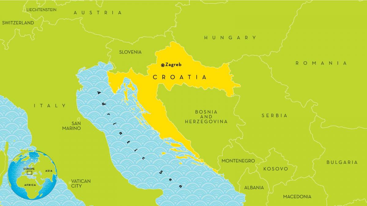 kaart van kroatië en de omliggende gebieden