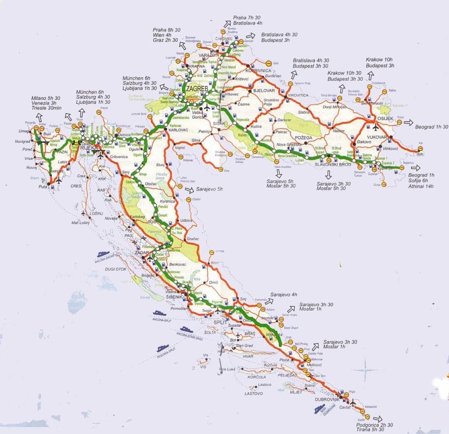 kaart van kroatië road trip