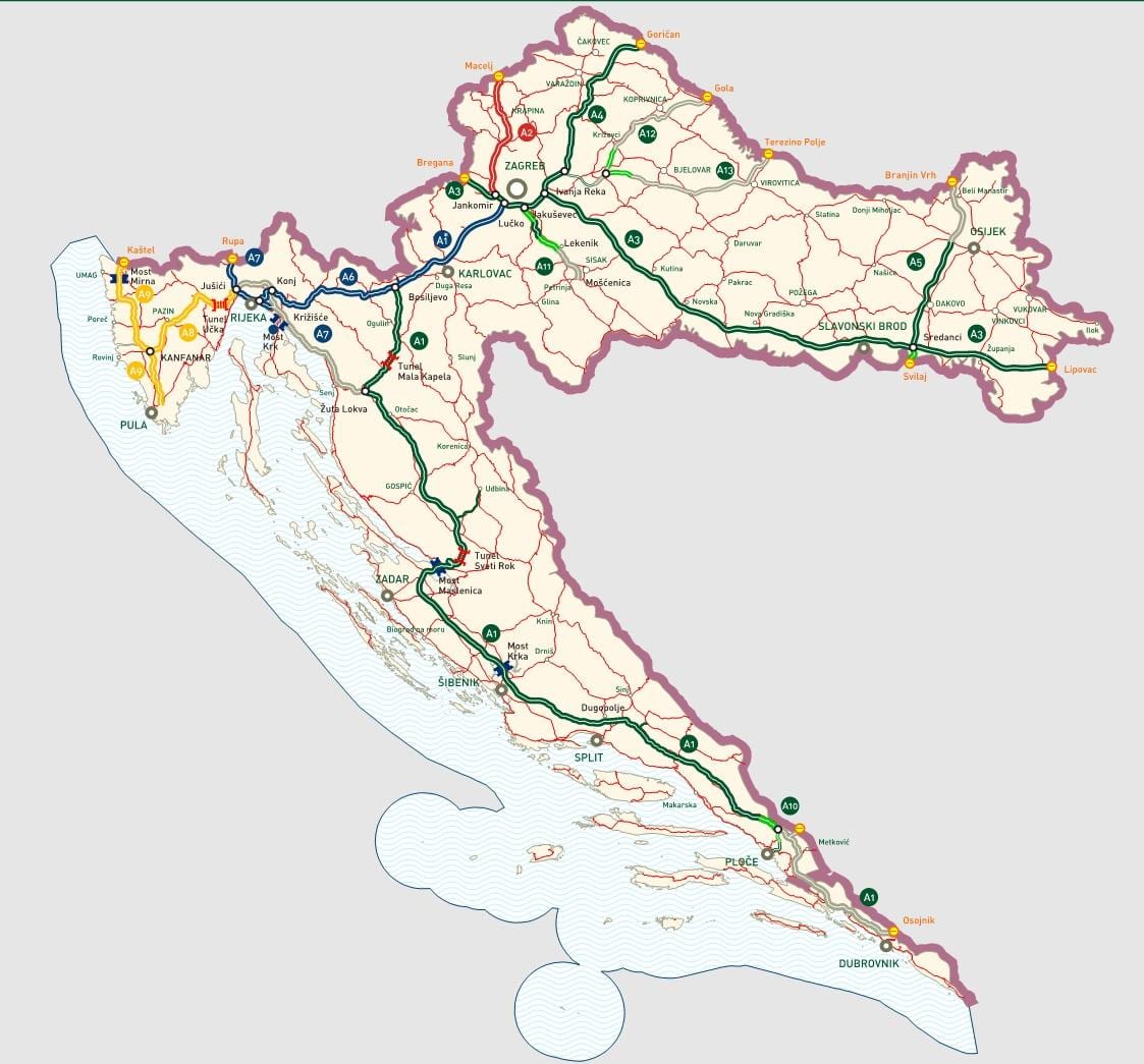 kroatische snelwegen kaart