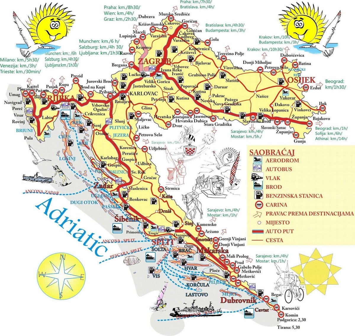 kroatië vakantie bestemmingen kaart