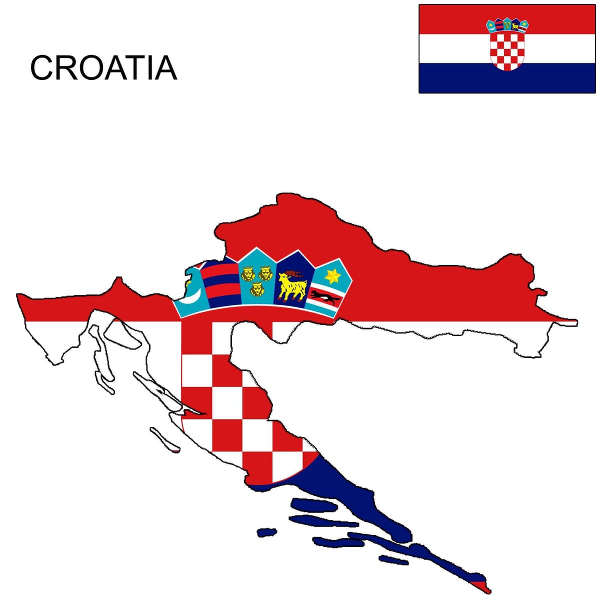kroatië vlag van de kaart