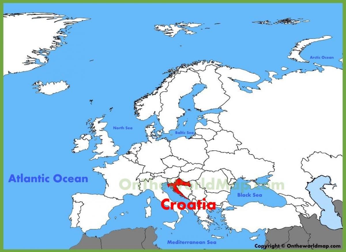 kroatië locatie op de kaart van de wereld