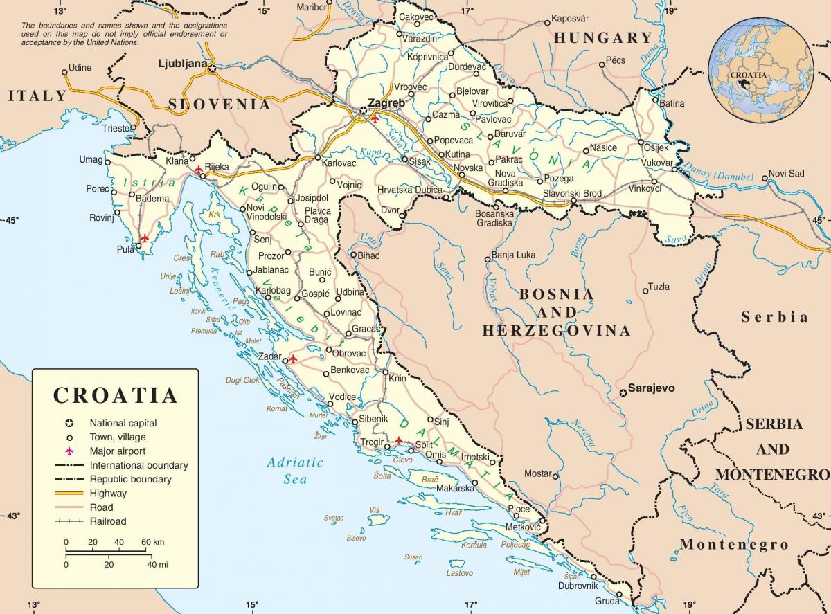 kaart van kroatië