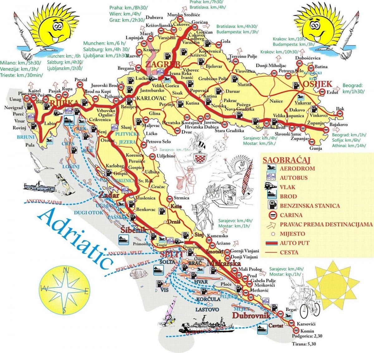 kroatië vakantie bestemmingen kaart