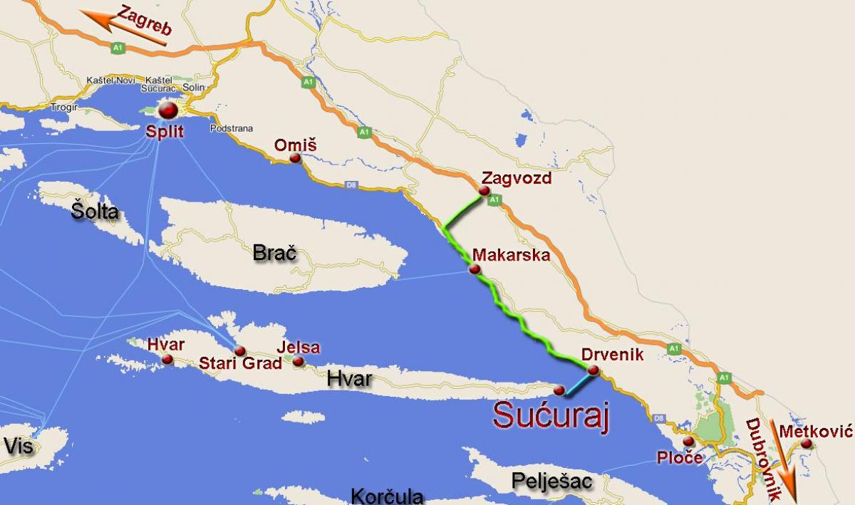 kaart van omis in kroatië