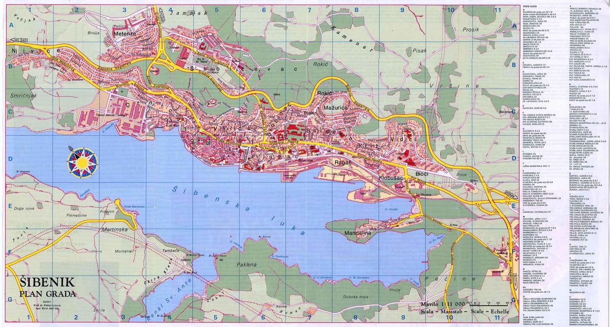 kaart van sibenik kroatië
