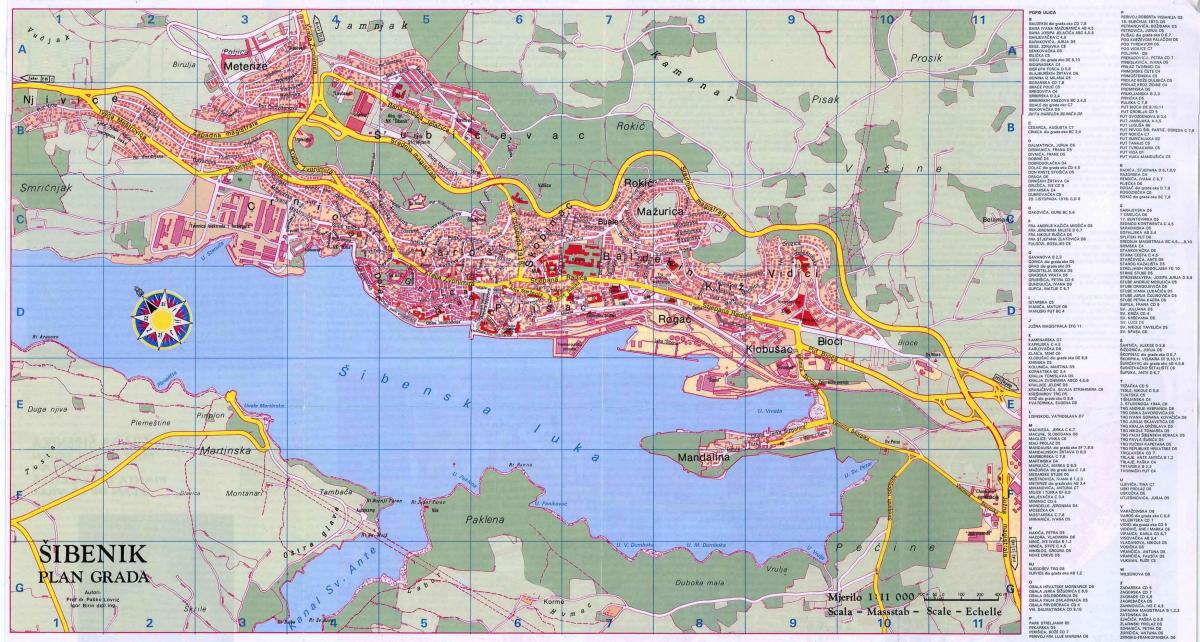 kaart van sibenik kroatië