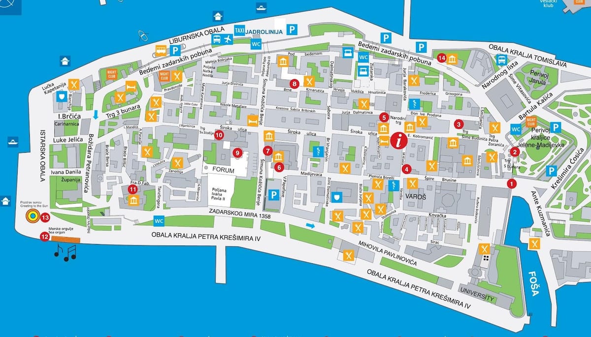 kaart van zadar kroatië