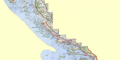 Kaart van de kroatische kust en eilanden