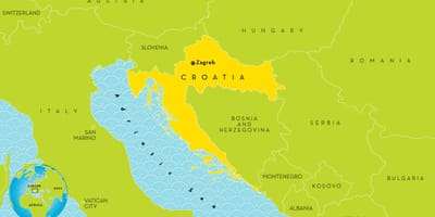 Kaart van kroatië en de omliggende gebieden
