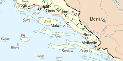 Kaart van zuid-kroatië