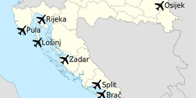 Kaart van kroatië zien luchthavens