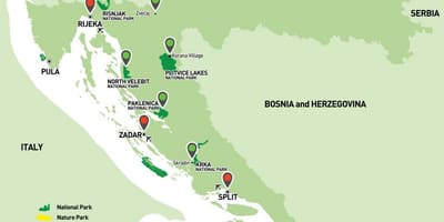 Kaart van kroatië nationale parken 