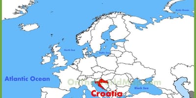 Kroatië locatie op de kaart van de wereld