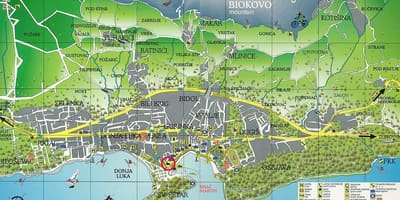 Kaart van makarska in kroatië