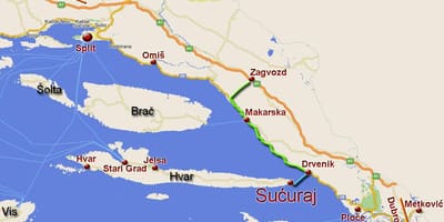 Kaart van omis in kroatië