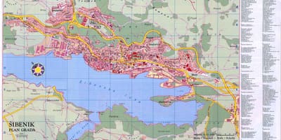 Kaart van sibenik kroatië